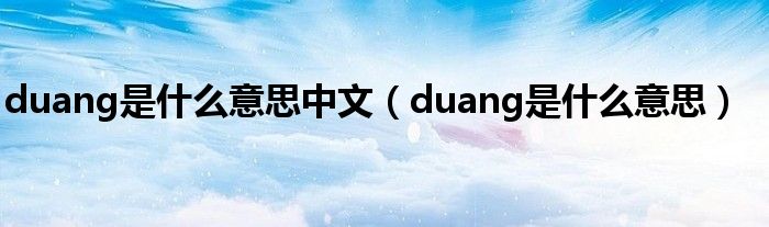 duang是什么意思中文（duang是什么意思）